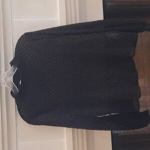 Zara Black Sheer Polka Dot Top